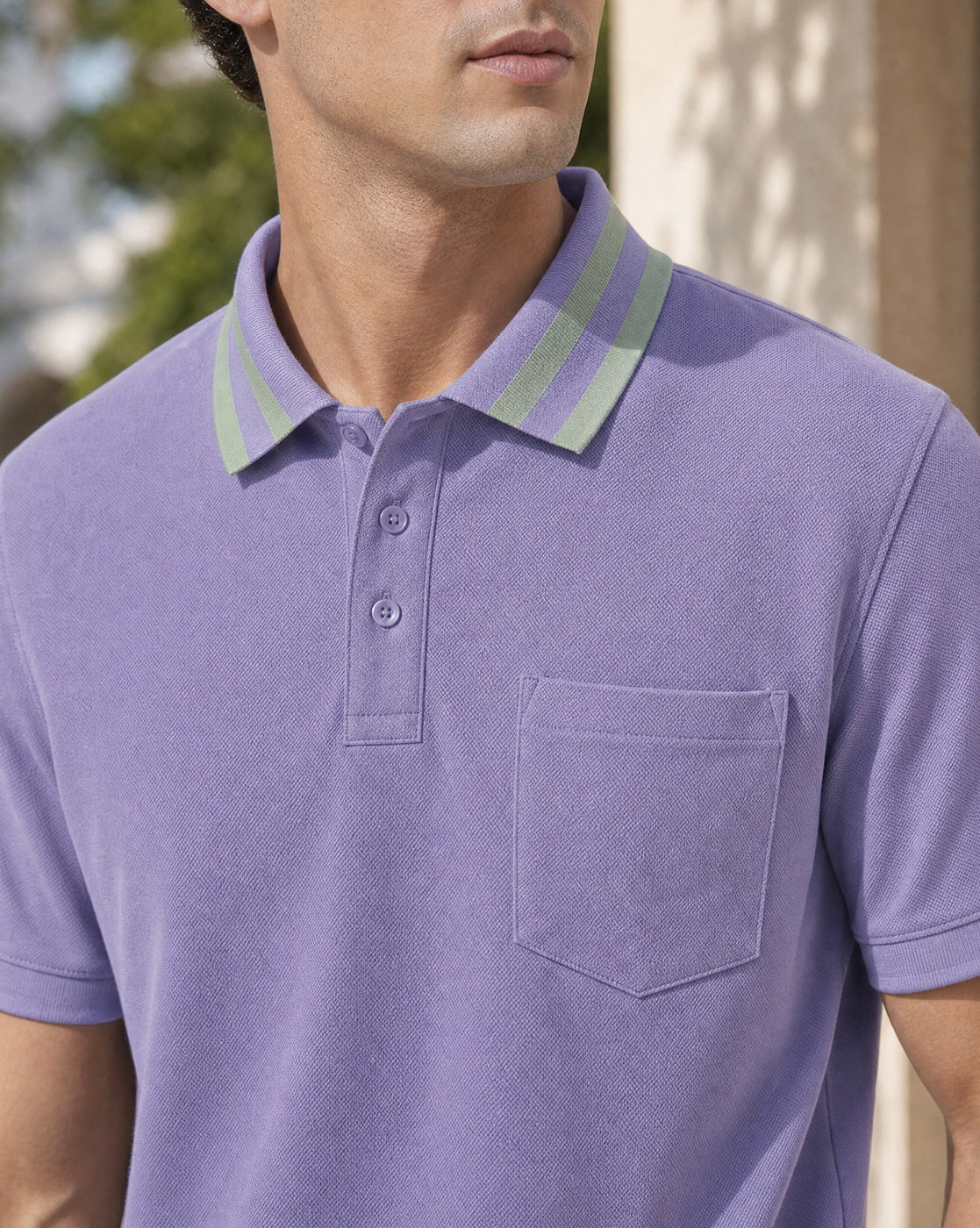 Striped Collar Polo T-Shirt