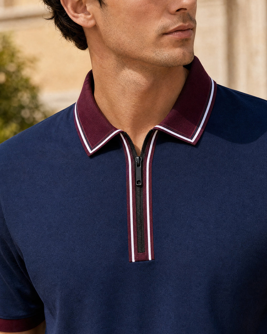 Zipper Collar Polo T-Shirt