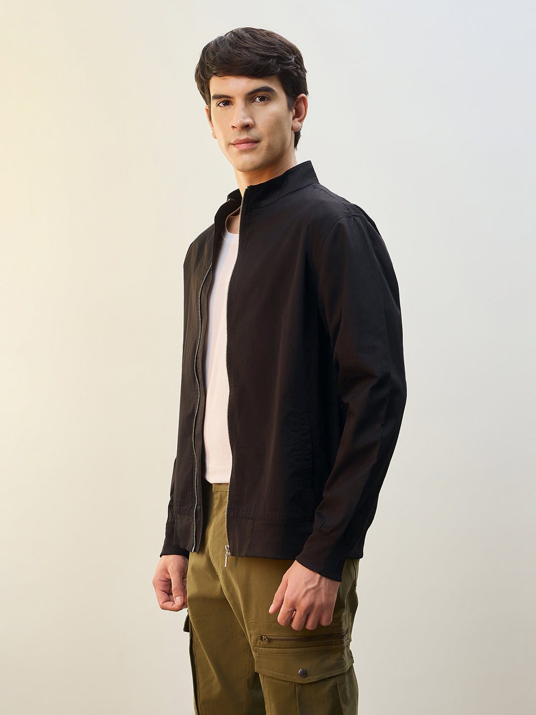 Mock Neck Bomber Jacket