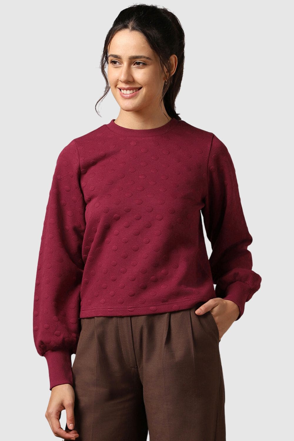 Bubble Knit Self Design Pullover