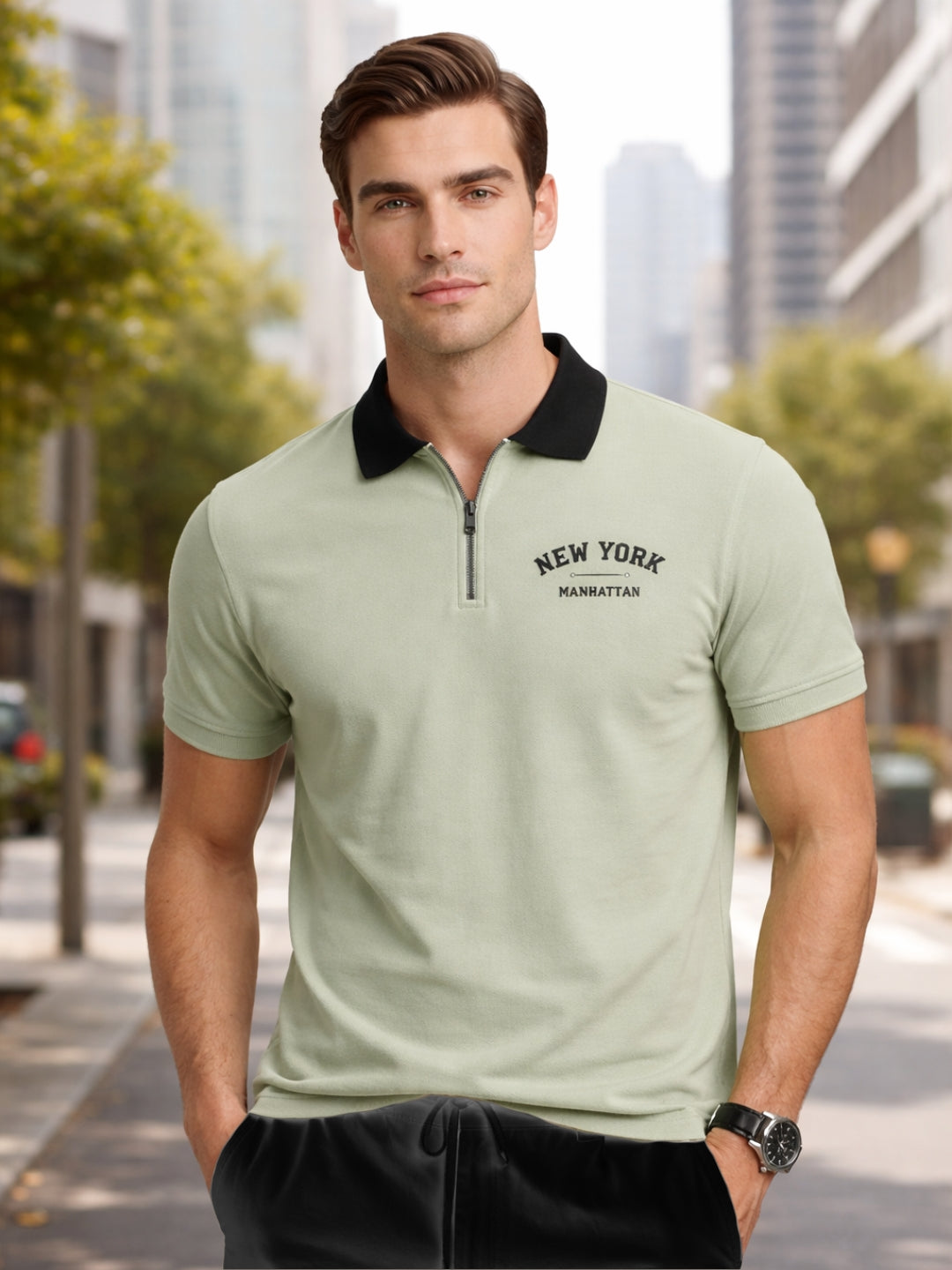 Zip Terry Polo T-Shirt