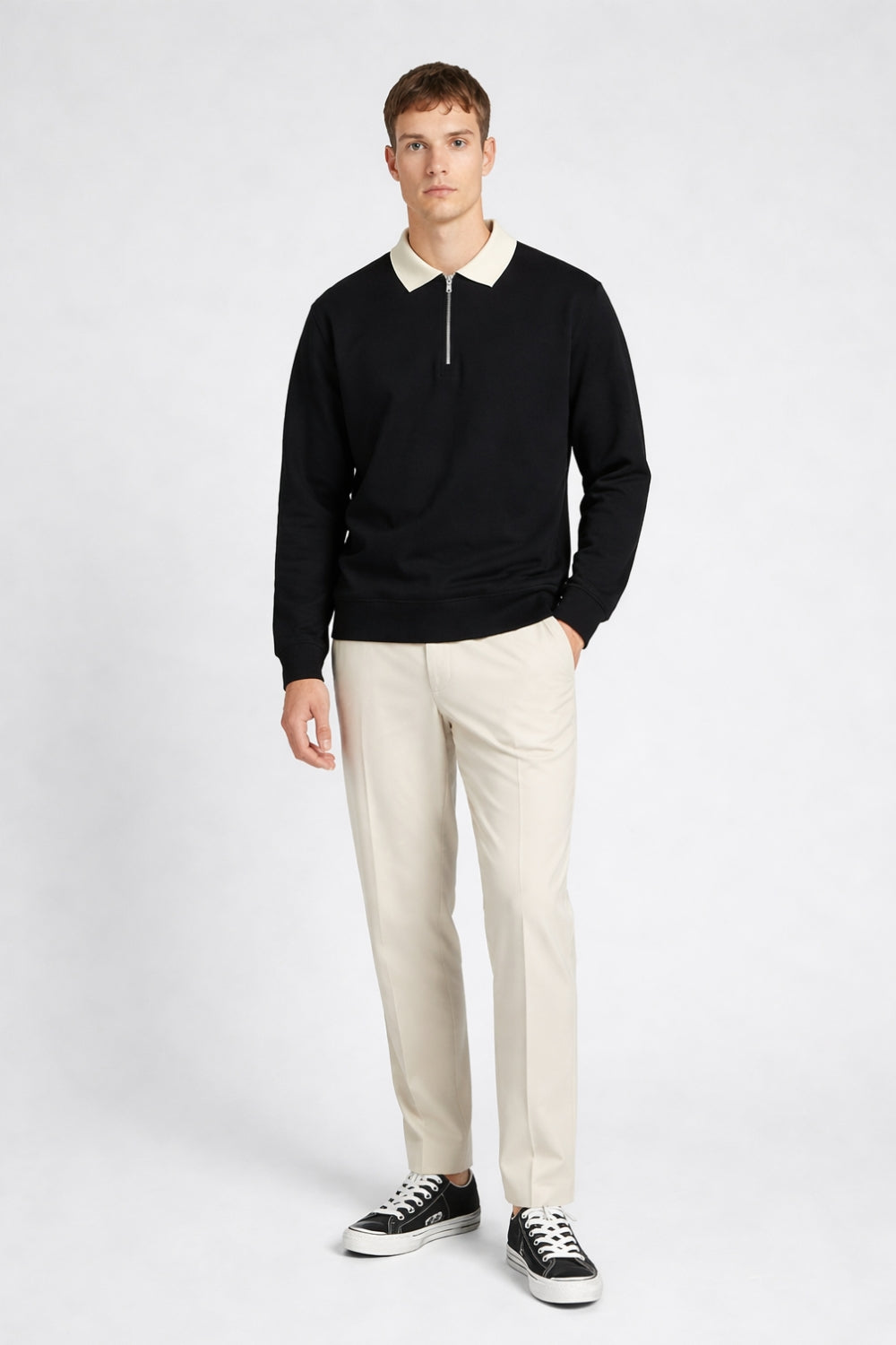 Quarter Zip Full Sleeve Polo T-Shirt