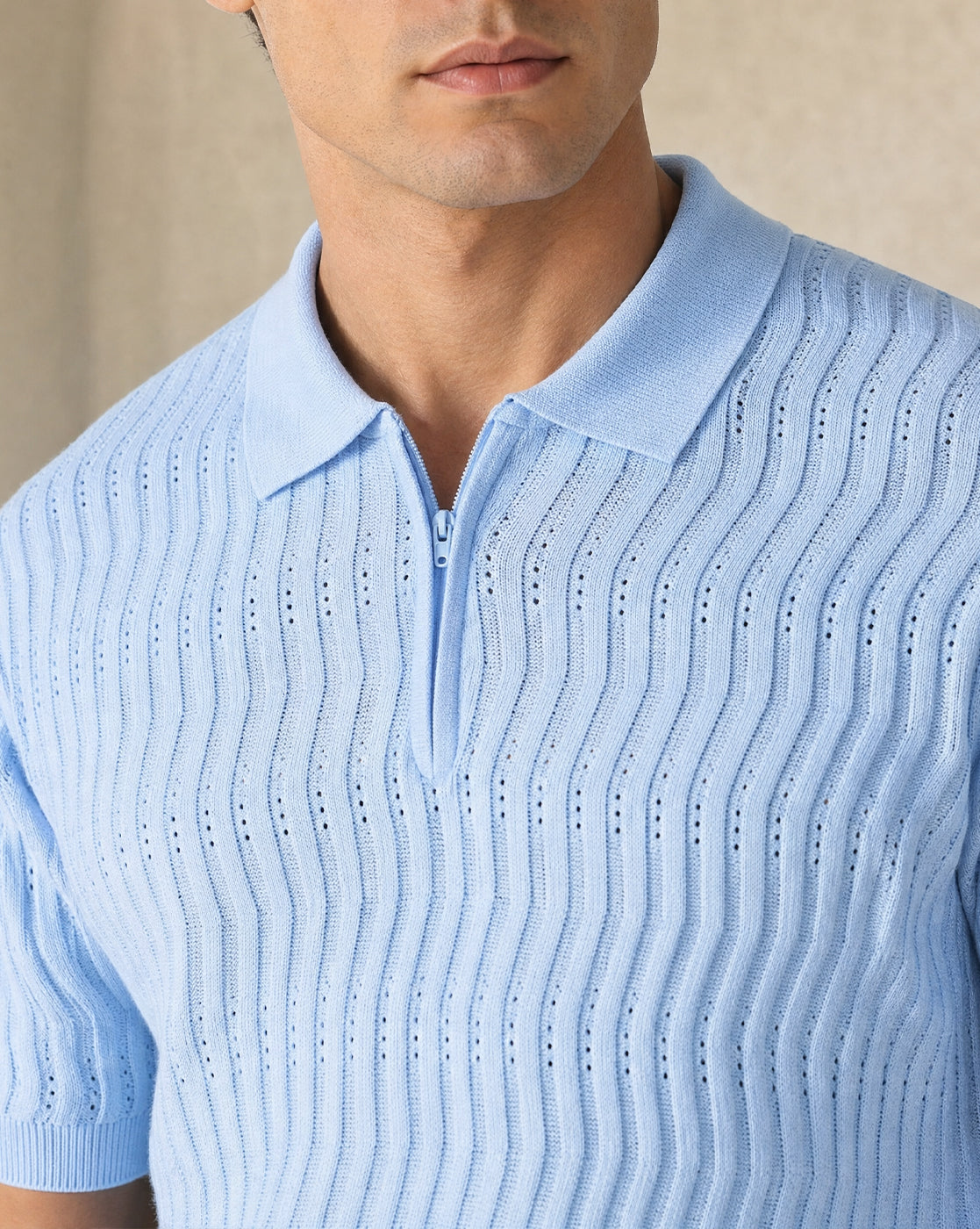 Oceanic Knit Textured Polo T-Shirt