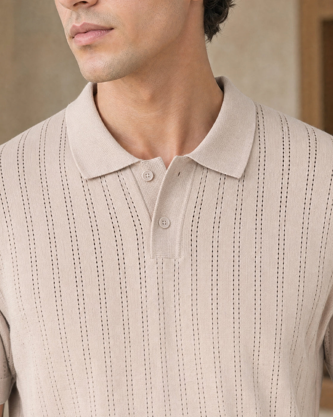 Drop Needle Textured Polo T-Shirt