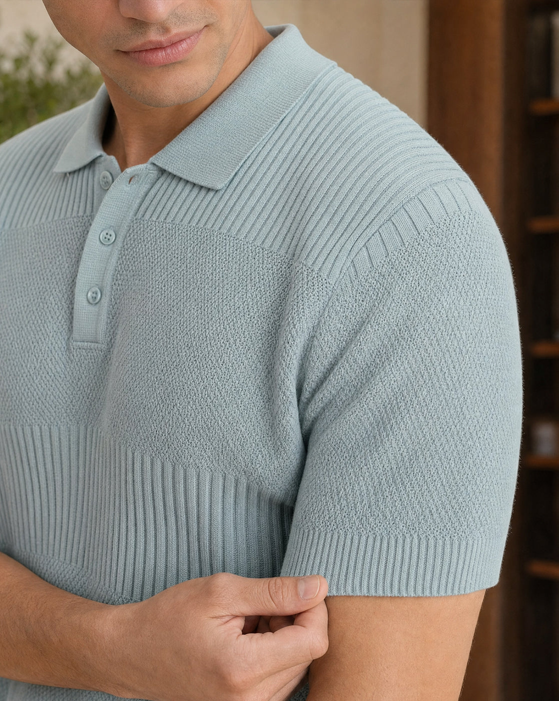 Multi Textured Polo T-Shirt