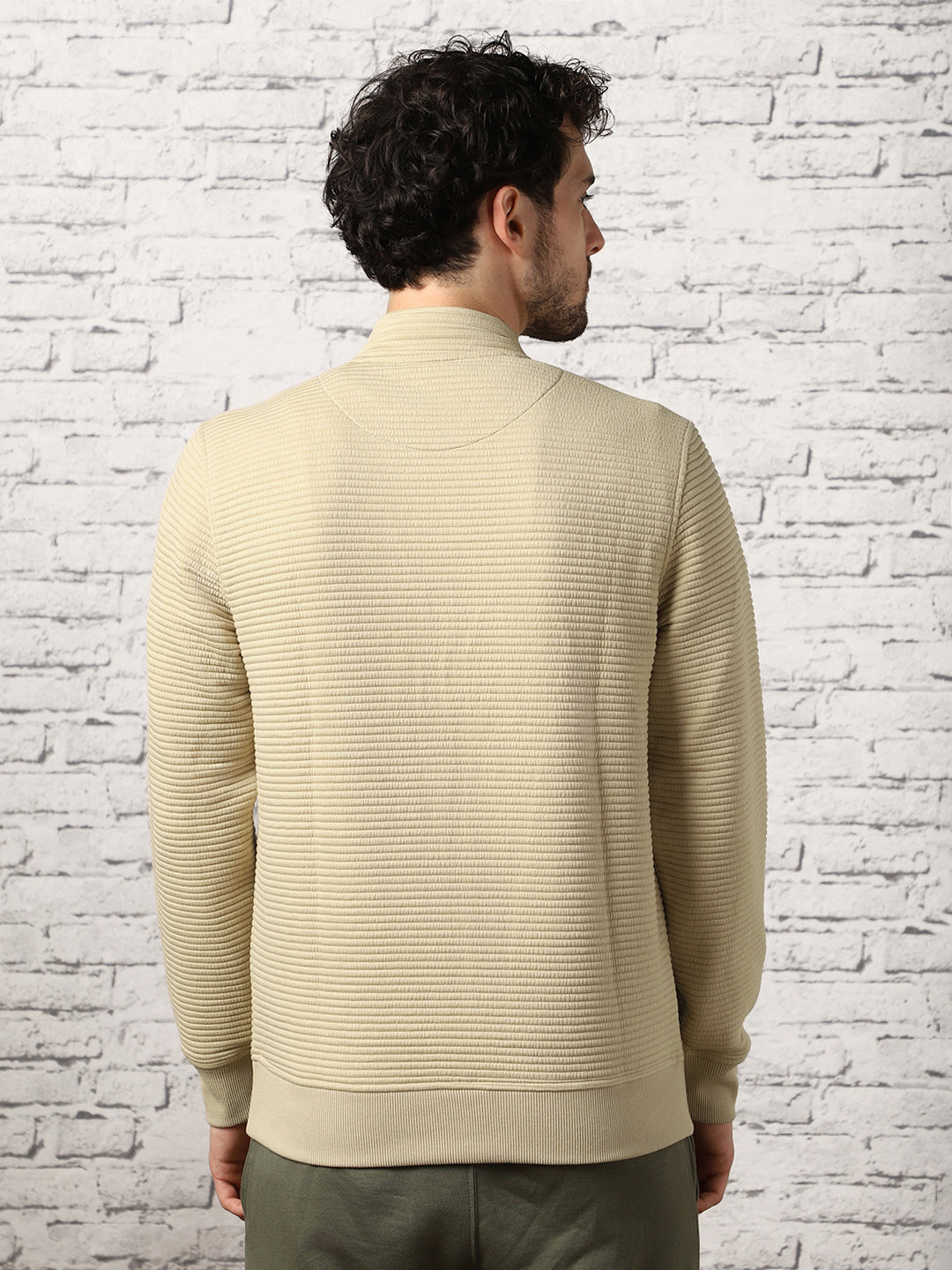 Avocado Striped Quilted Zip-Up Sweatshirt