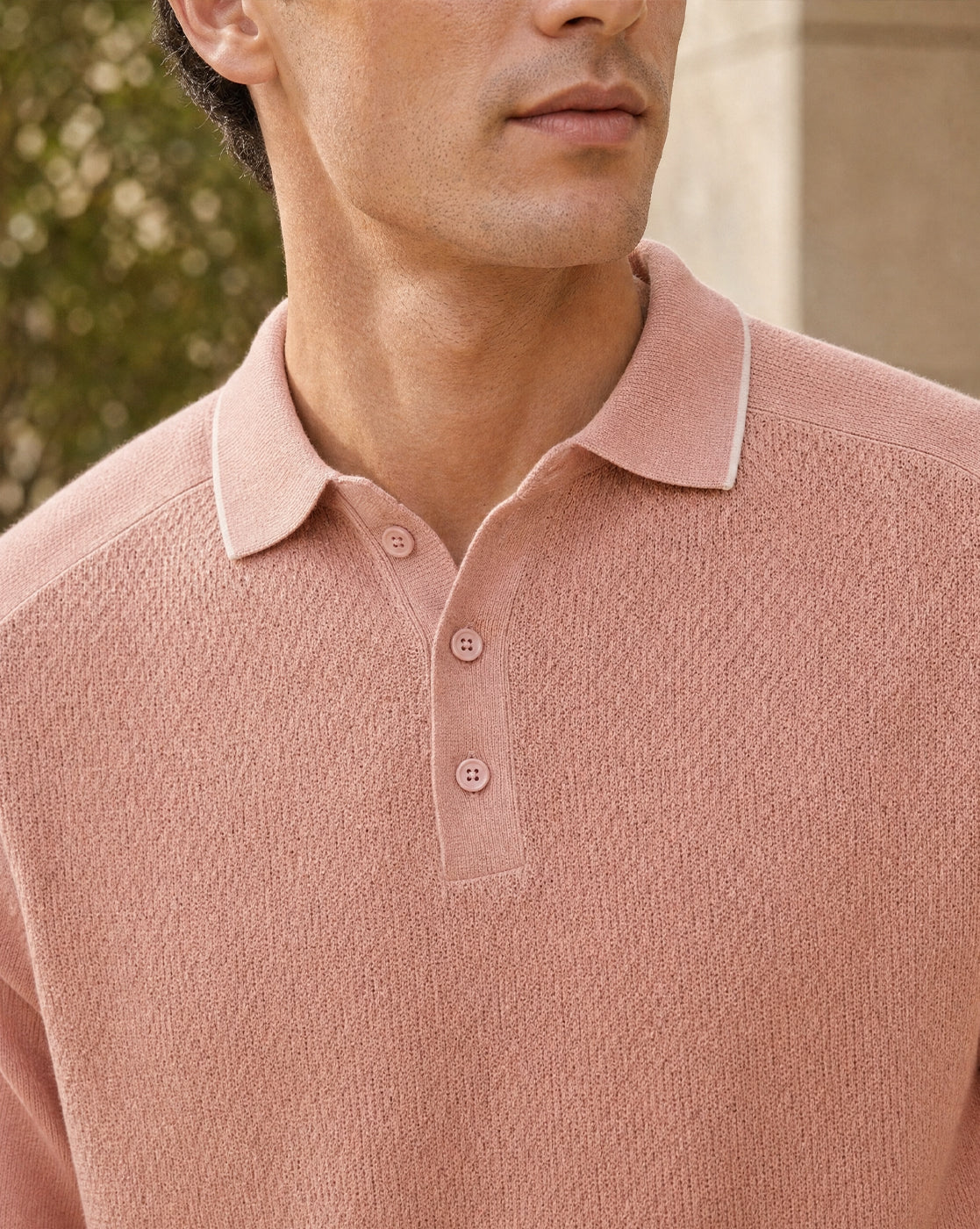 Structured Raglan Knit Polo T-Shirt