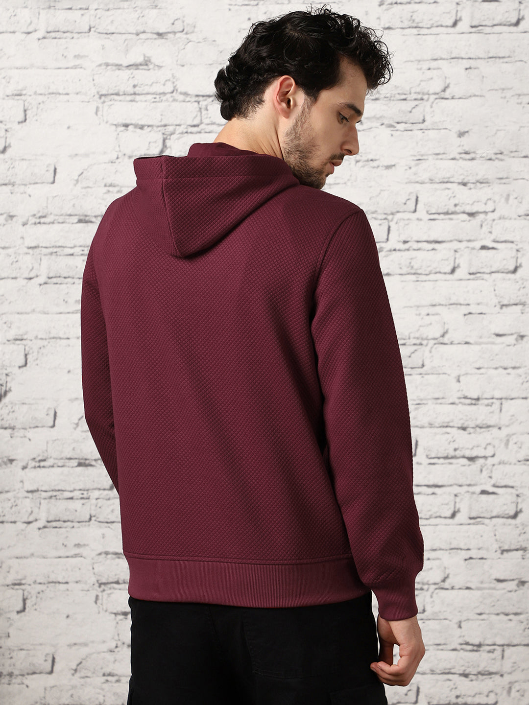 Cranberry Juice Checked Quilted Hoodie