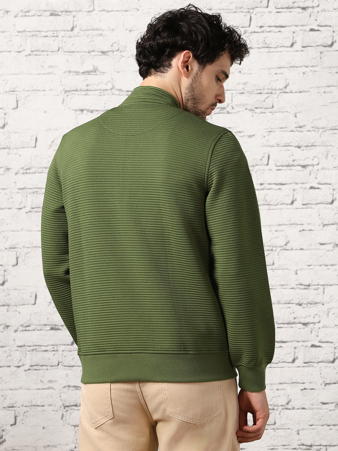 Avocado Striped Quilted Zip-Up Sweatshirt