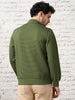 Pale Khaki Striped Quilted Zip-up Sweatshirt