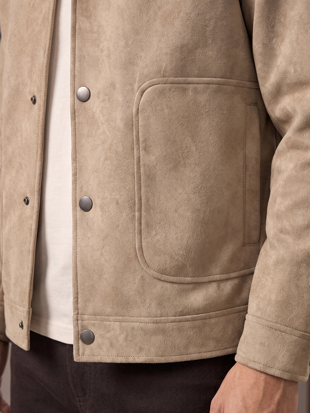 Men’s Regular Fit Knitted Suede Shacket
