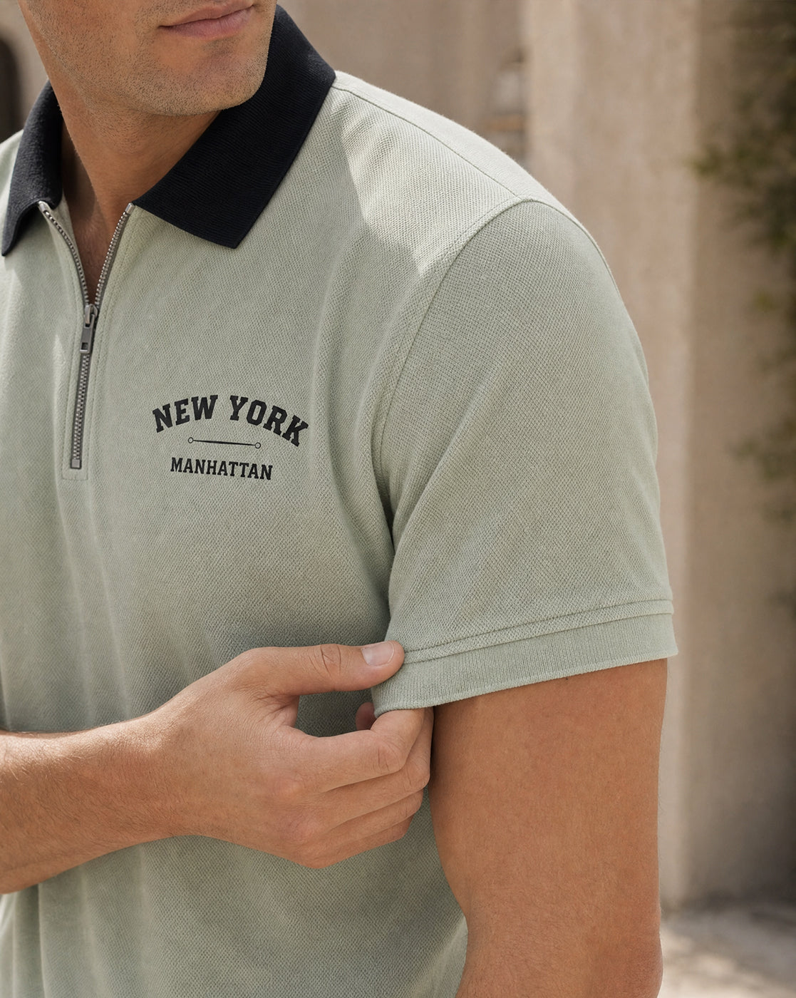 Zip Terry Polo T-Shirt