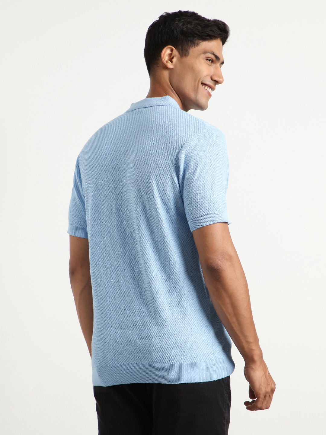 Cascade Zip Textured Polo T-Shirt