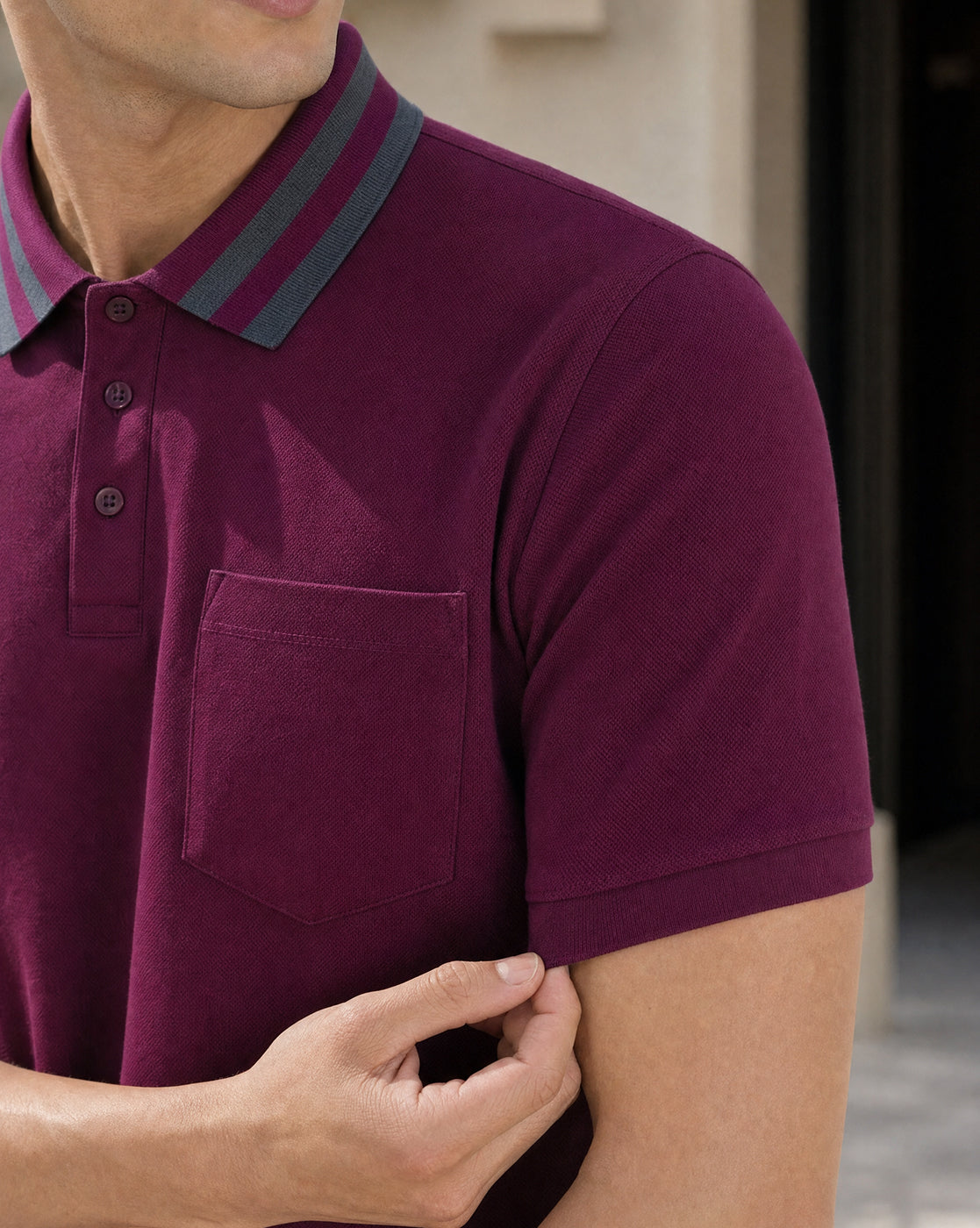 Striped Collar Polo T-Shirt