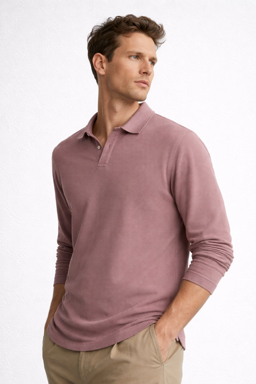 Popcorn Textured Full Sleeve Polo T-Shirt