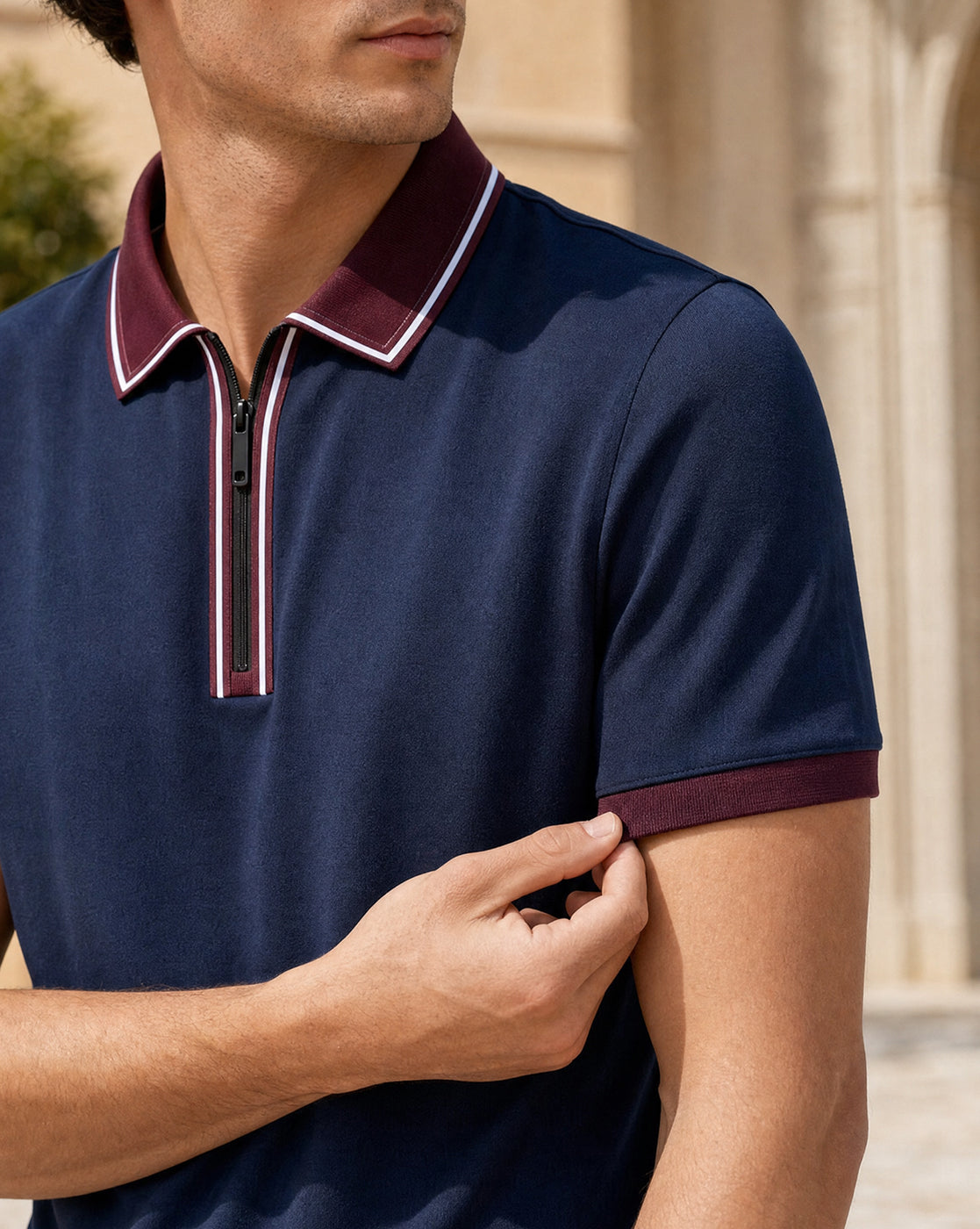 Zipper Collar Polo T-Shirt