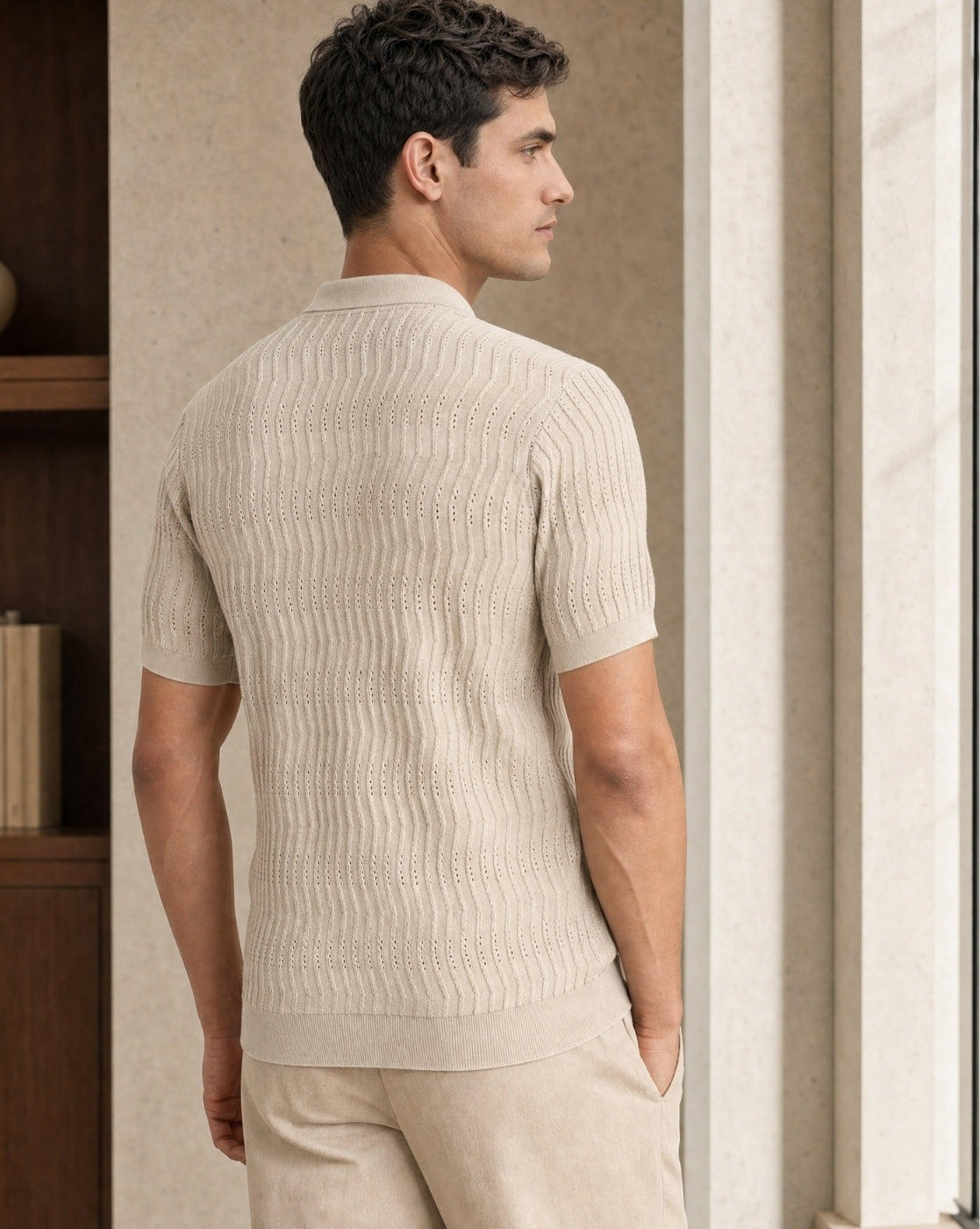 Oceanic Knit Textured Polo T-Shirt