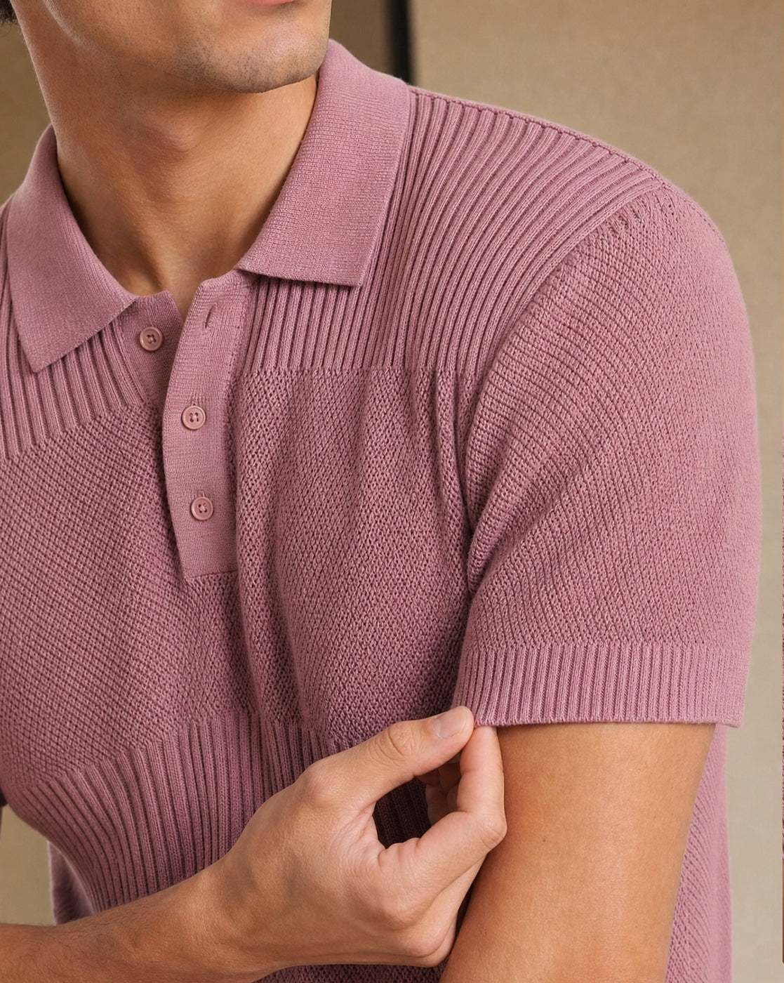 Multi Textured Polo T-Shirt
