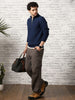 Midnight Blue Chevron  Quilted Zip-Up Sweatshirt
