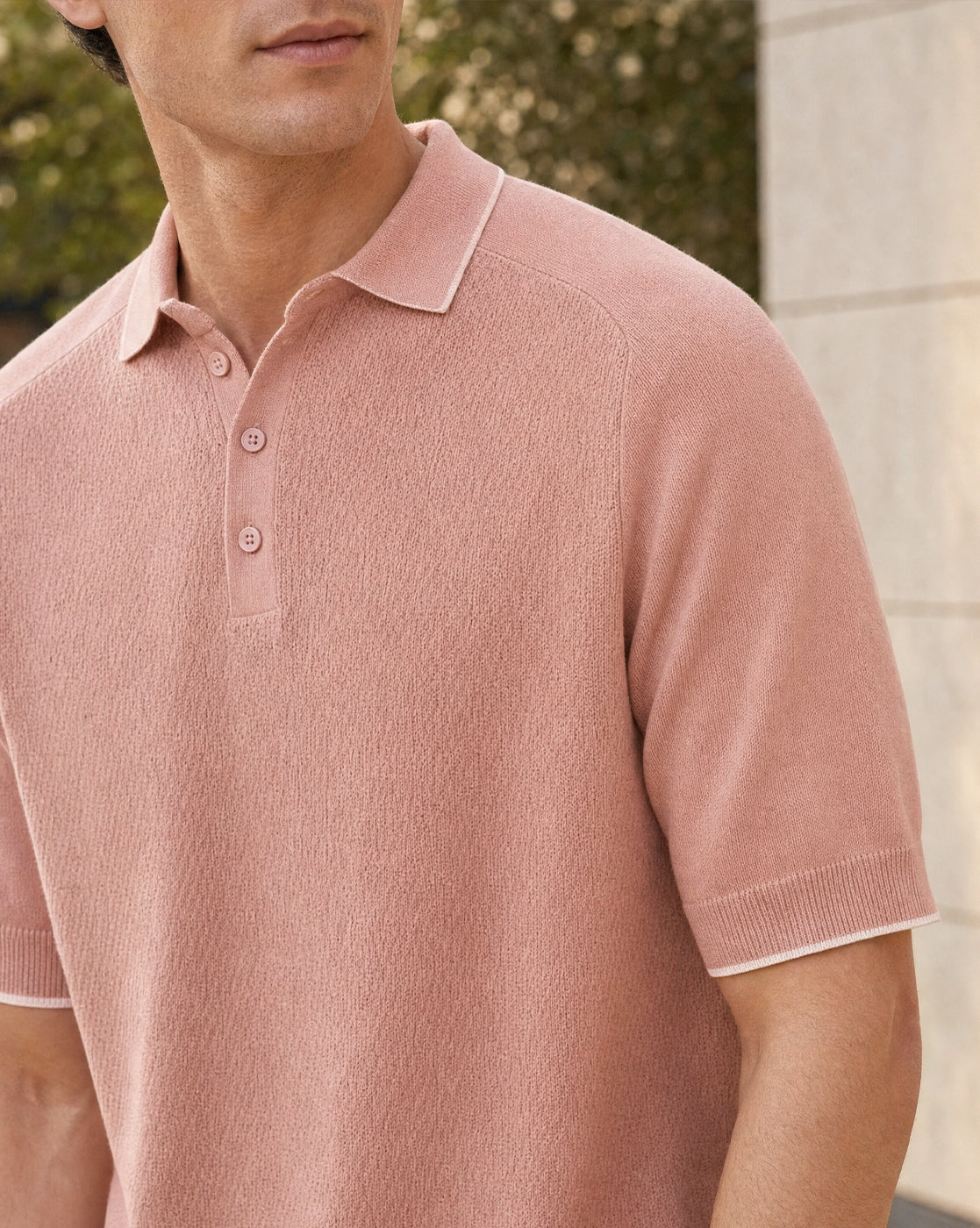 Structured Raglan Knit Polo T-Shirt