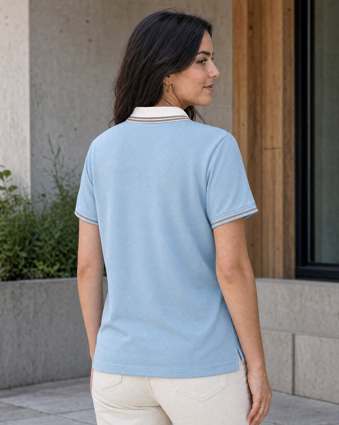 Women’s Contrast Johnny Collar Polo T-Shirt