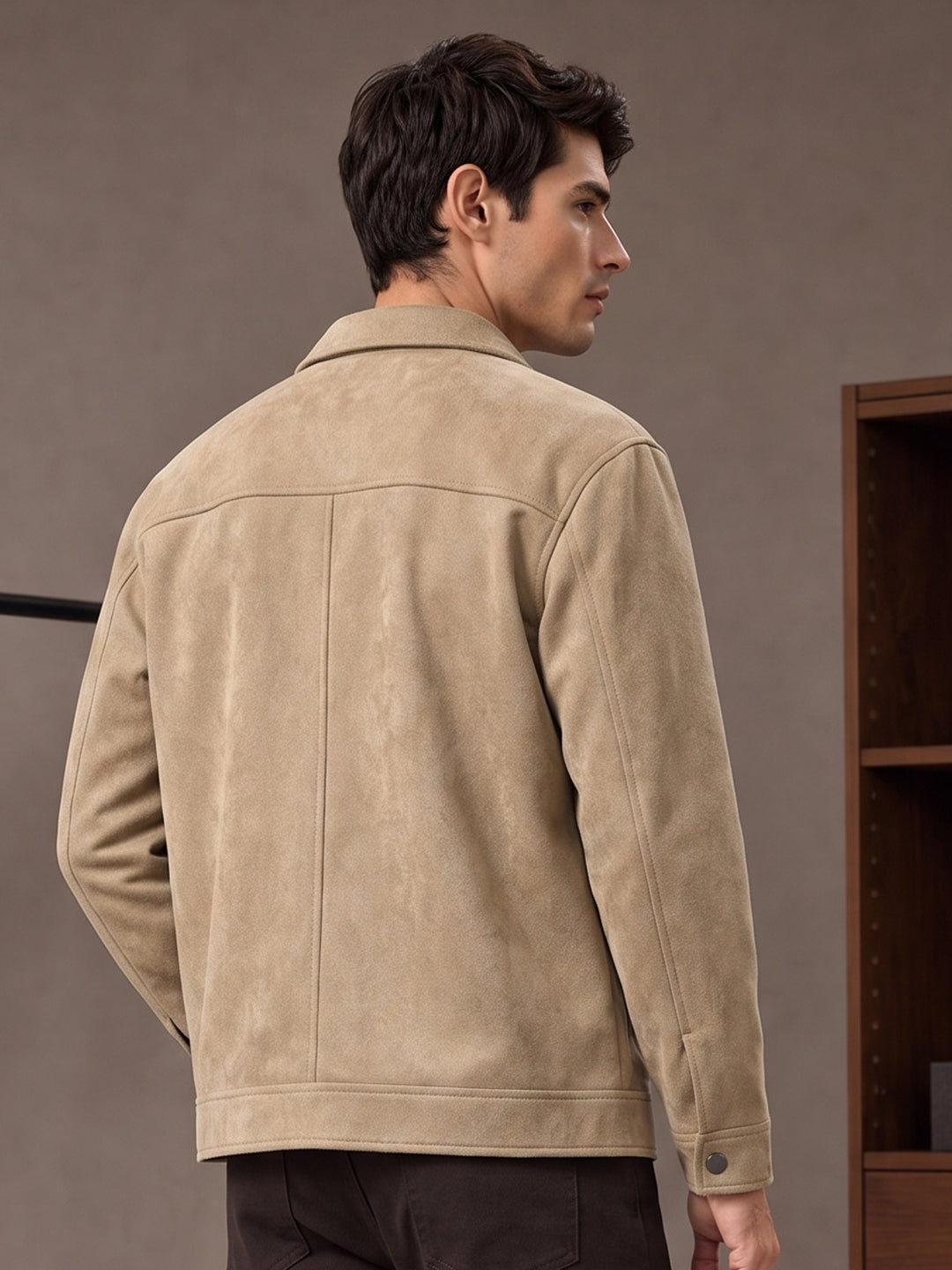 Men’s Regular Fit Knitted Suede Shacket