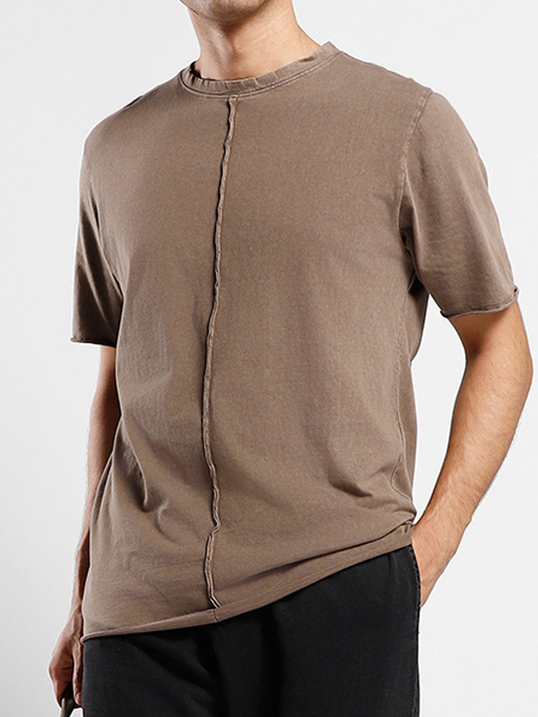 Raw-edge Pintuck Oversized T-Shirt