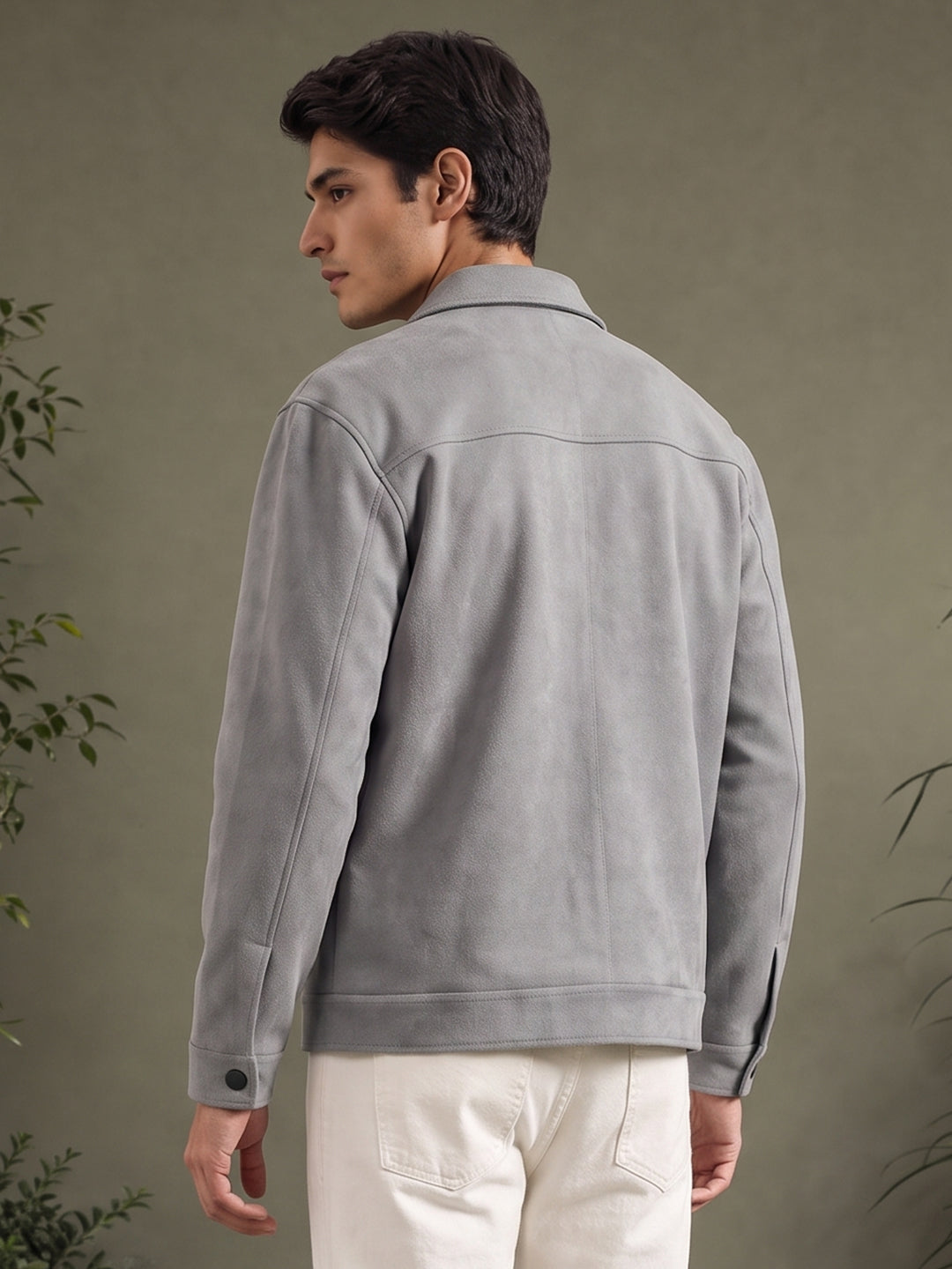 Men’s Regular Fit Knitted Suede Shacket