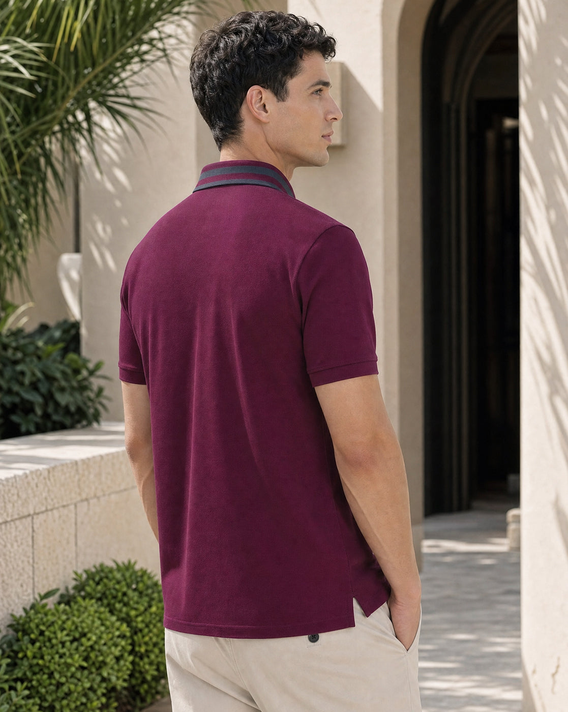 Striped Collar Polo T-Shirt