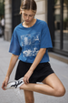 4 Square Grid Oversized Fit Women Tee