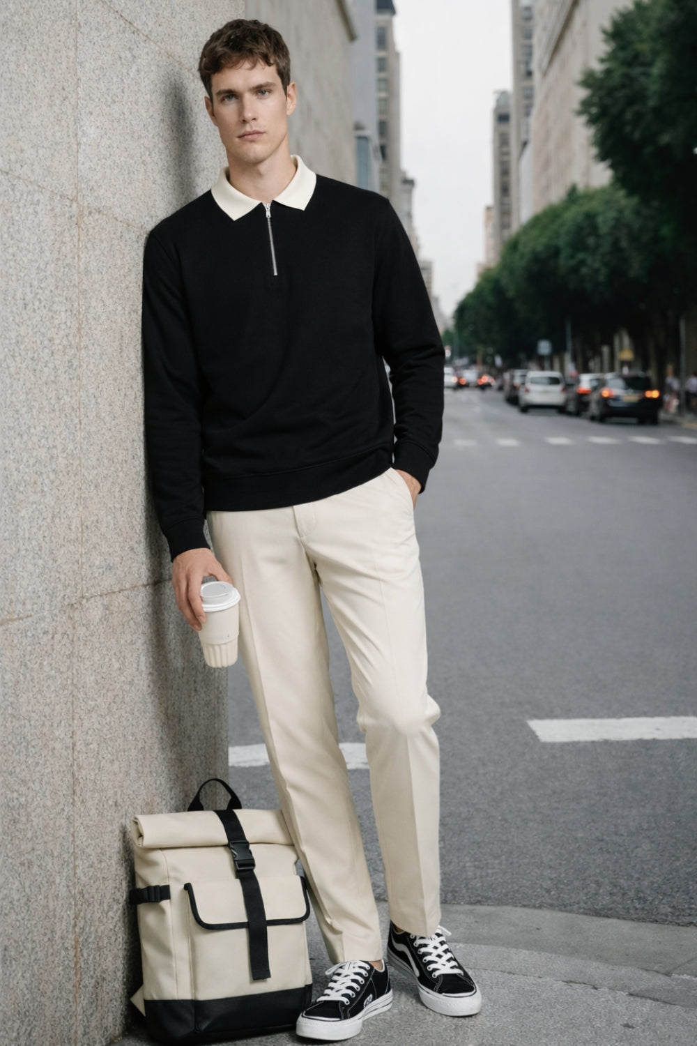 Quarter Zip Full Sleeve Polo T-Shirt