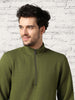 Avocado Zigzag  Quilted Zip-Up Sweatshirt