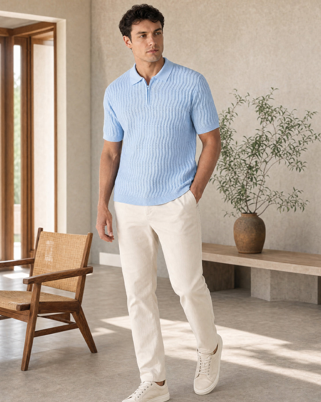 Oceanic Knit Textured Polo T-Shirt