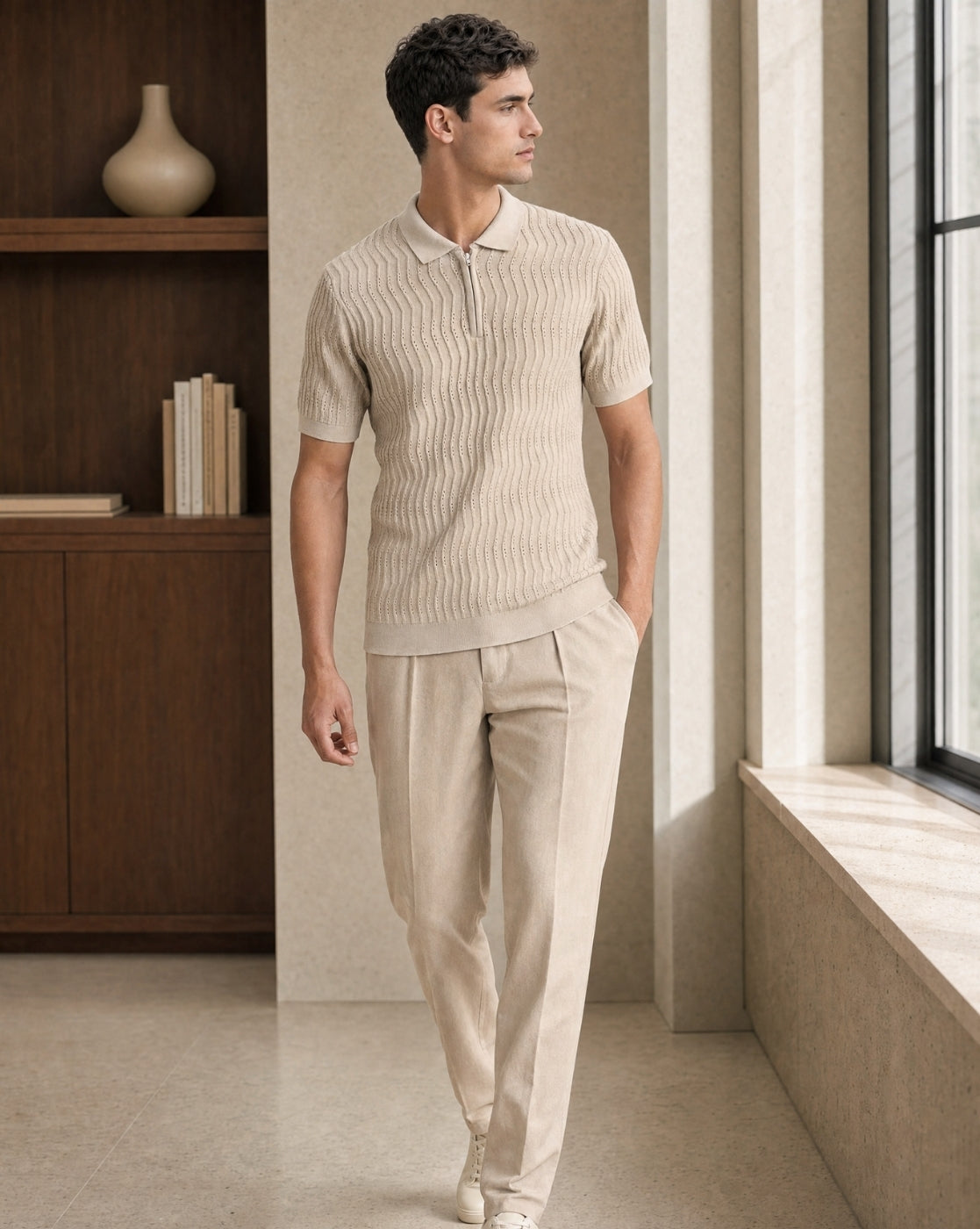 Oceanic Knit Textured Polo T-Shirt