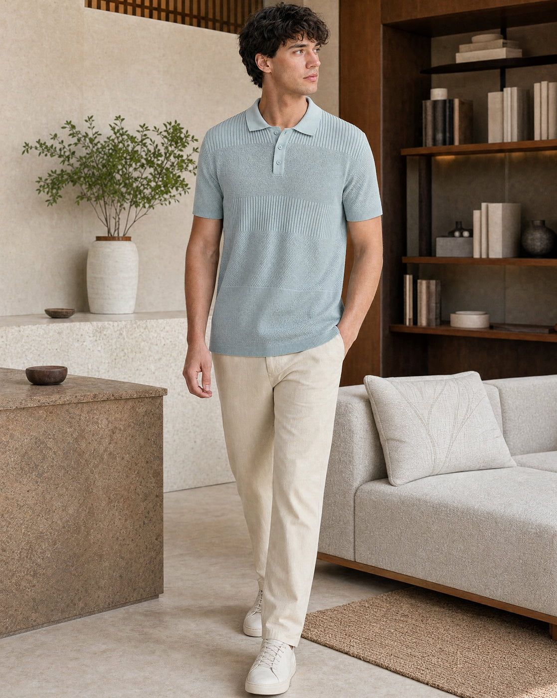 Multi Textured Polo T-Shirt