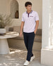 Contrast Collar Textured Polo T-Shirt