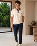 Contrast Collar Textured Polo T-Shirt