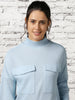 Women Oversized Flap Pocket Self Design Pullover