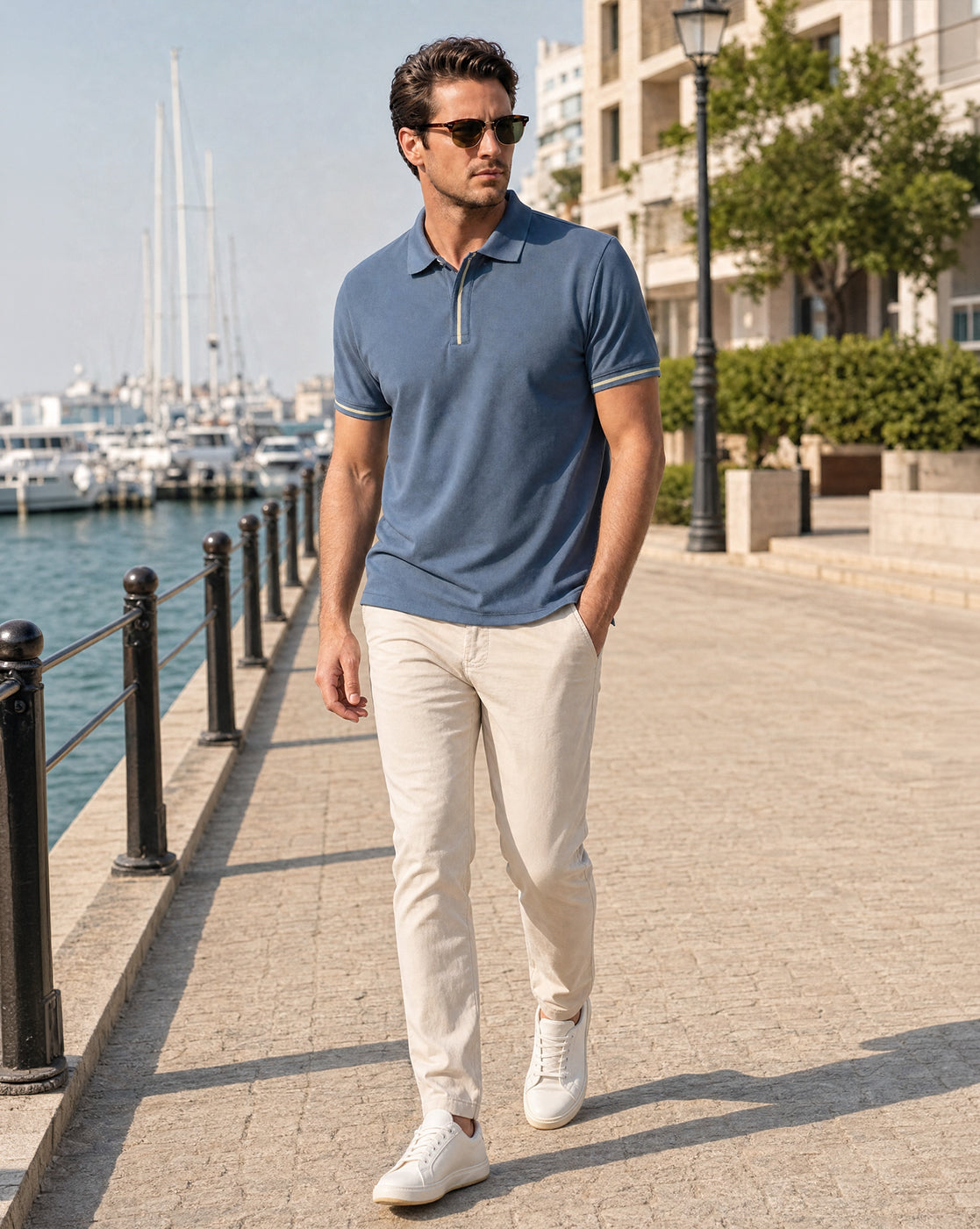 Contrast Tipped Polo T-Shirt