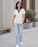 Women’s Contrast Johnny Collar Polo T-Shirt
