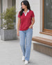 Women’s Contrast Johnny Collar Polo T-Shirt