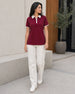 Women’s Contrast Collar Zip-Up Polo T-Shirt