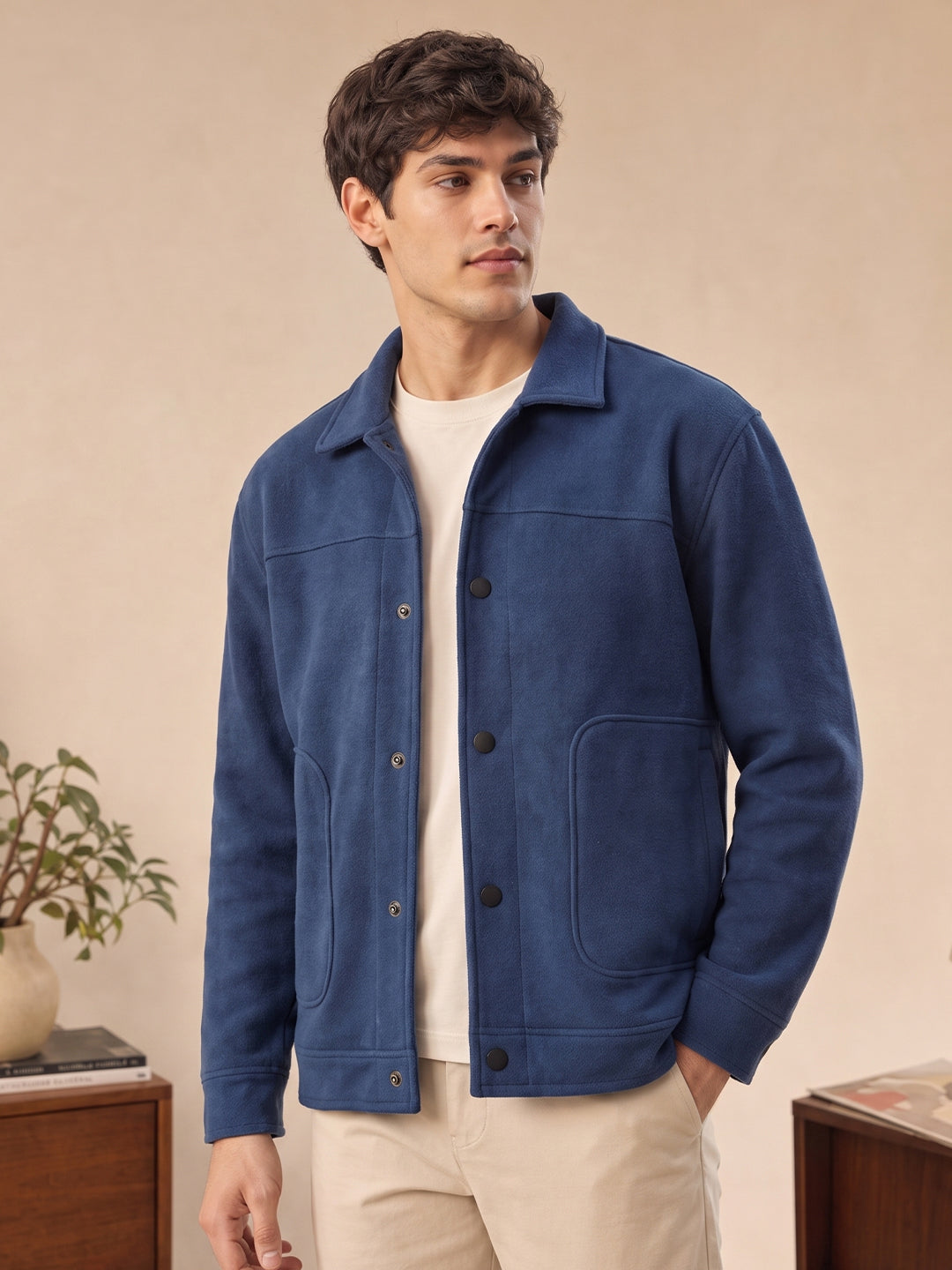 Men’s Regular Fit Knitted Suede Shacket
