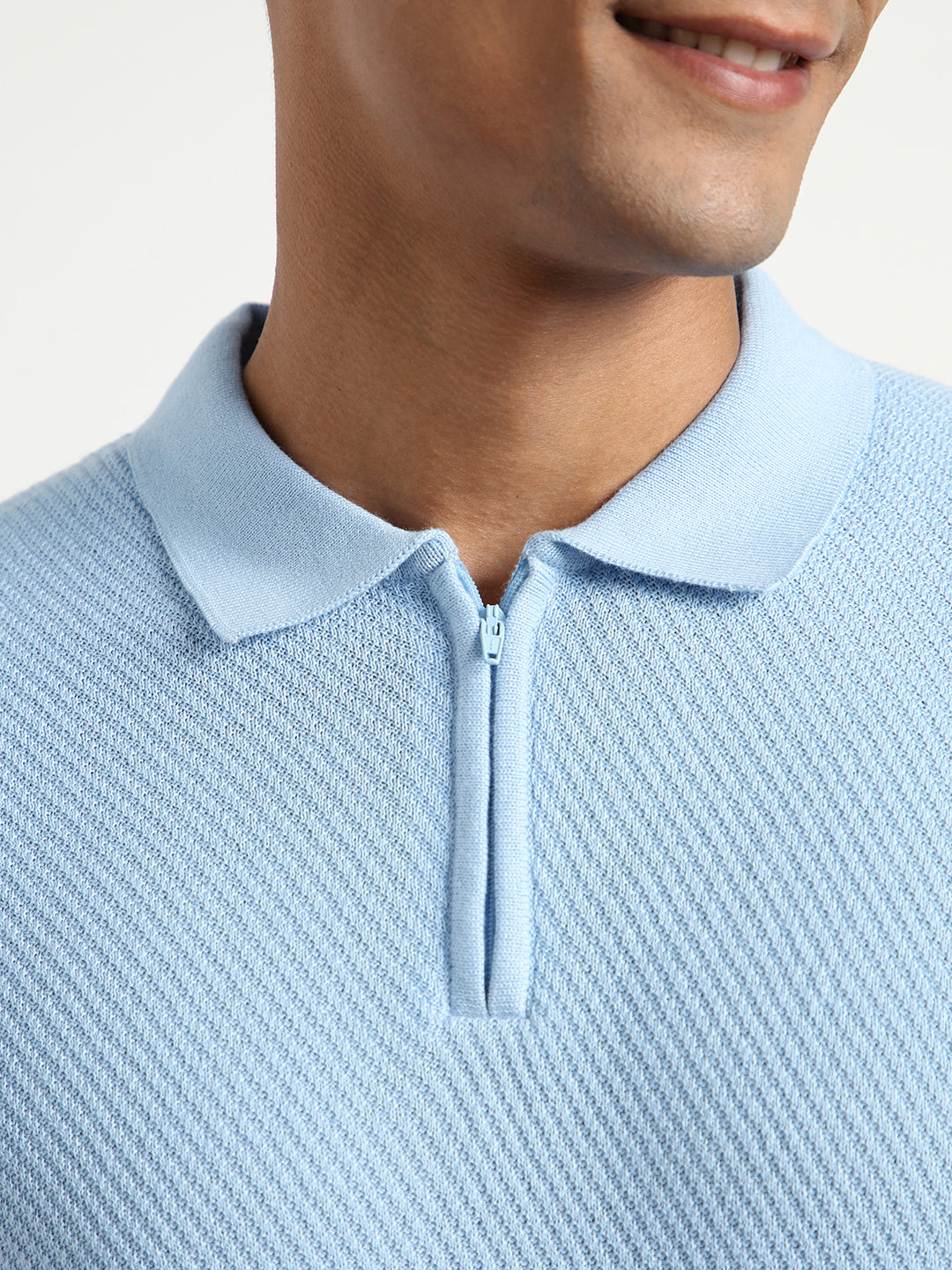 Cascade Zip Textured Polo T-Shirt