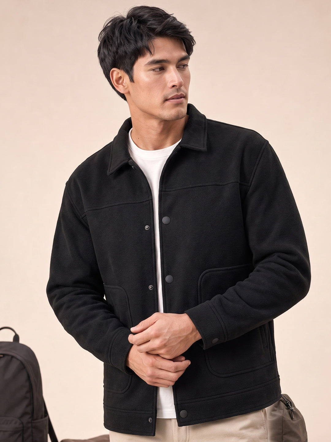Men’s Regular Fit Knitted Suede Shacket