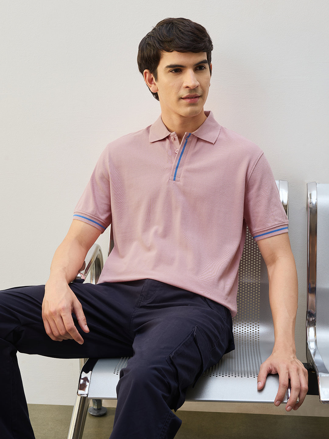 Contrast Tipped Polo T-Shirt