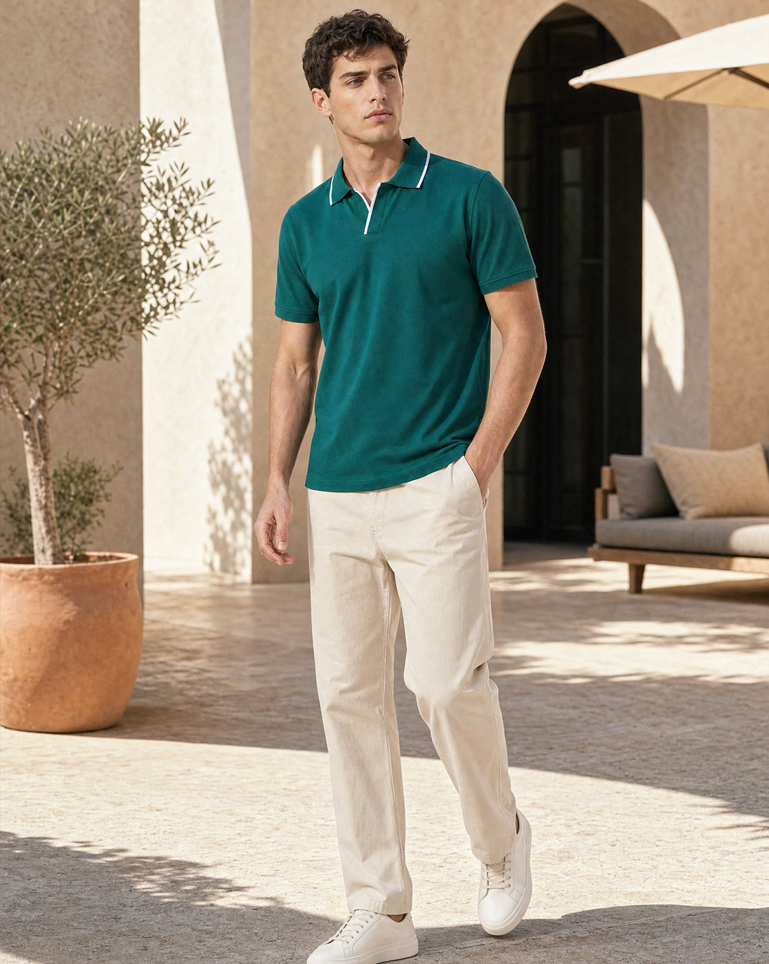 Tipped Johnny Collar Polo