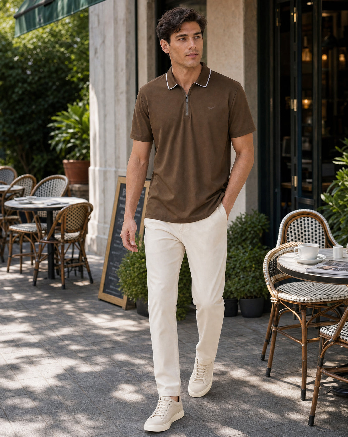 Zip Collar Polo T-Shirt