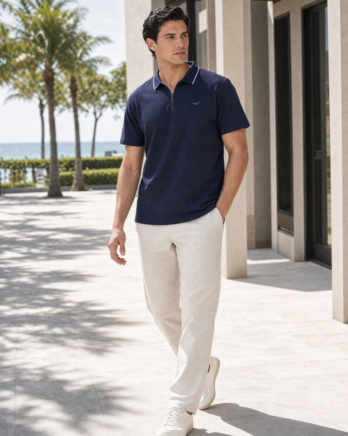 Zip Collar Polo T-Shirt