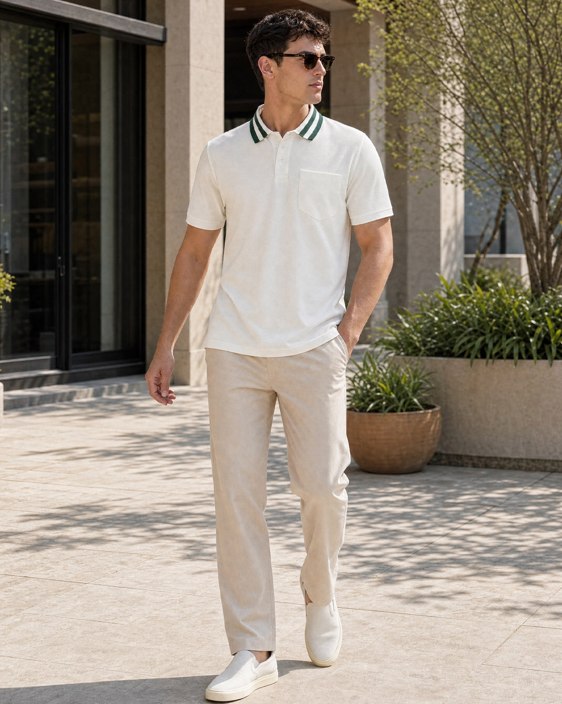 Striped Collar Polo T-Shirt